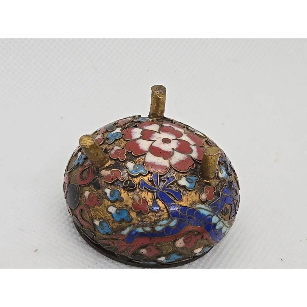 Vtg Cobalt Cloisonne Lidded Mustard Pot & Salt Cellar Set Dragon Motif‎ Chinese